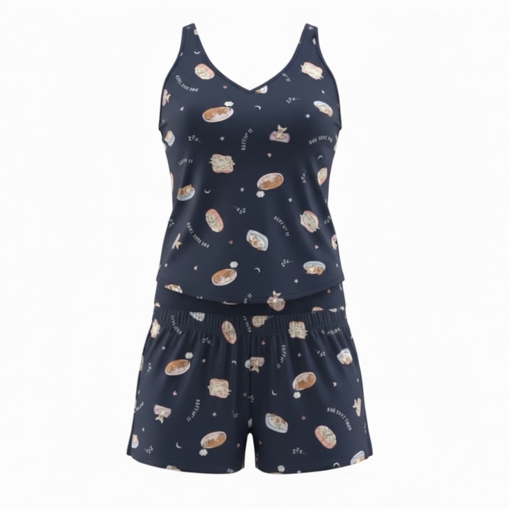 Women's Navy Printed Sleepwear Set